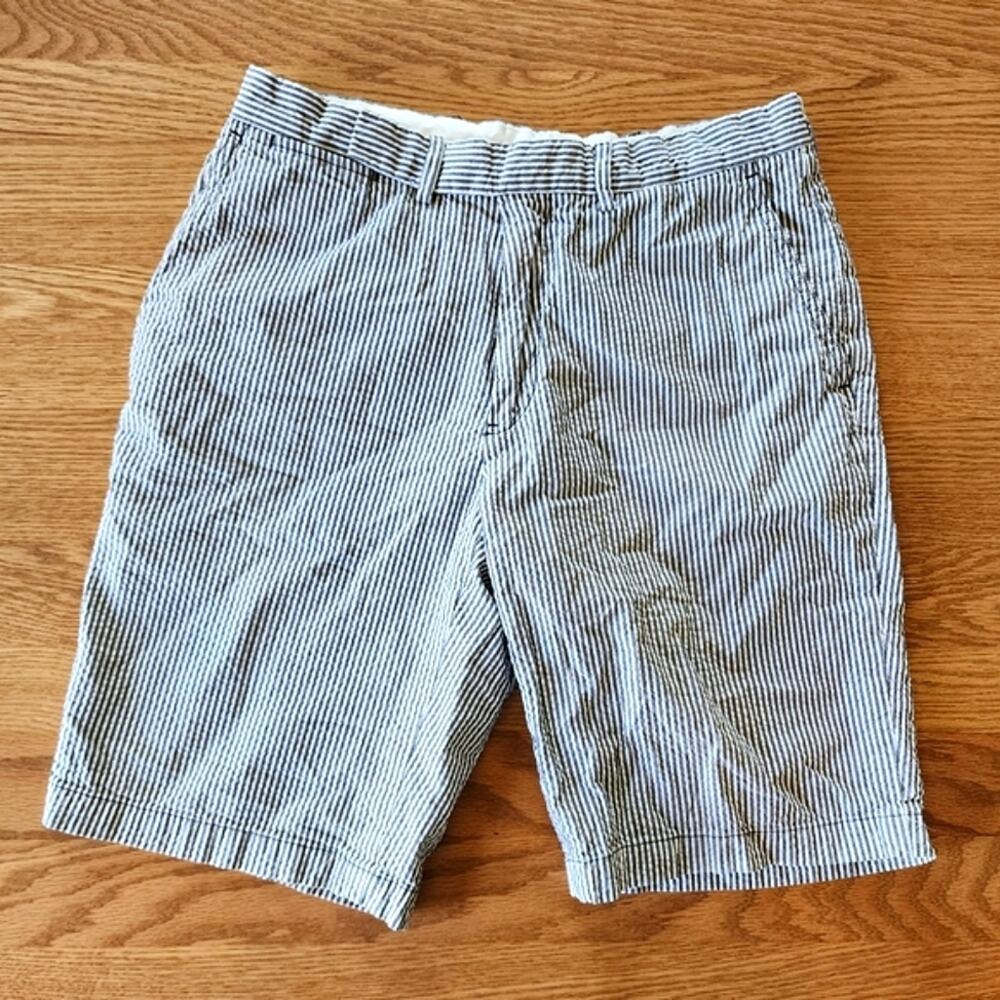 Vintage Polo by Ralph Lauren Bradbury Fit Shorts Dark Gray White Seersucker 32